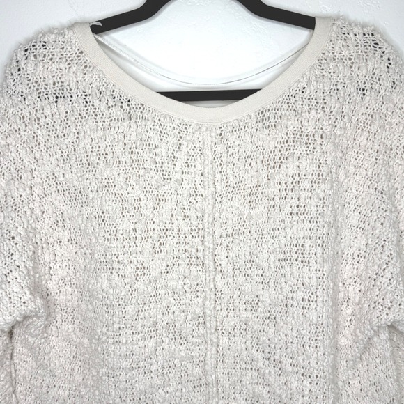 Free People Songbird Chunky Textured Oversized Pullover Sweater Med Cream Cozy - Picture 10 of 13